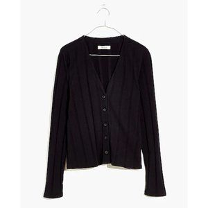 Madewell Womens Black V neck ribbed knit Cardigan size XL
